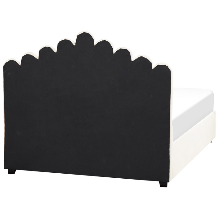 Beliani-VINCENNES-Bed met opbergruimte-Wit-140 x 200 cm-Fluweel