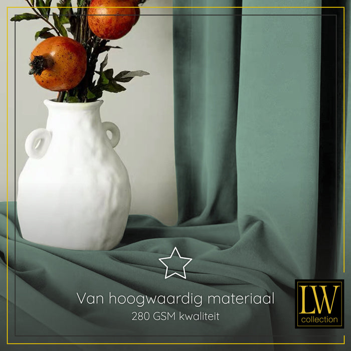 LW Collection Kant en klaar gordijnen groen 140x225cm