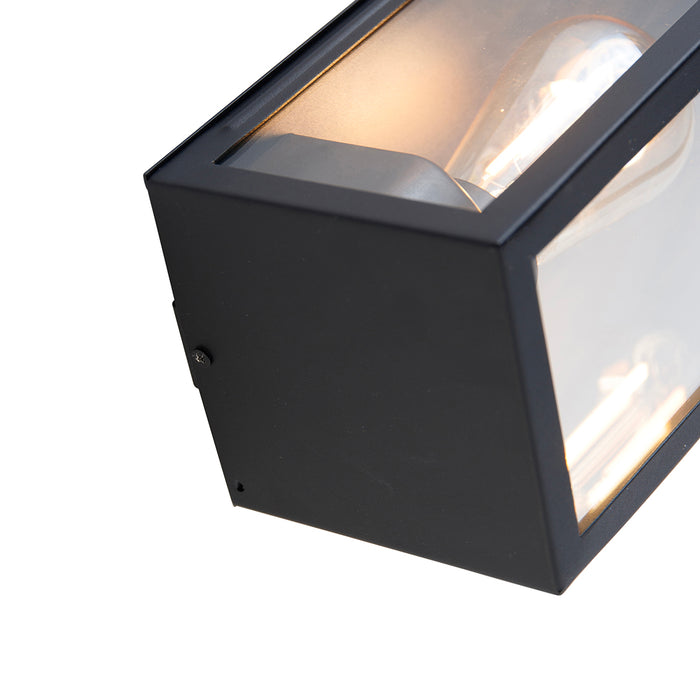 QAZQA Smart buiten wandlamp zwart met glas incl. Wifi ST64 -