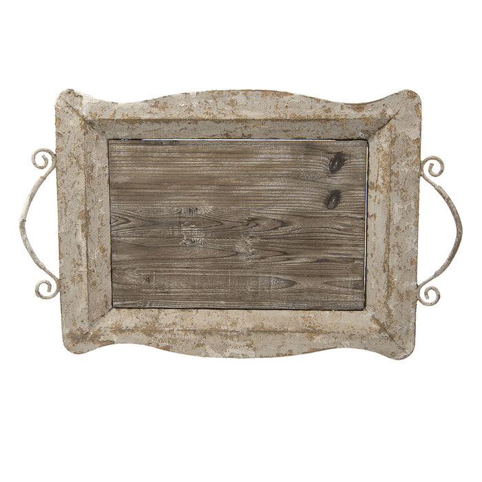 Clayre & Eef Decoratie Dienblad 65x40x9 cm Bruin Hout Ijzer Rechthoek