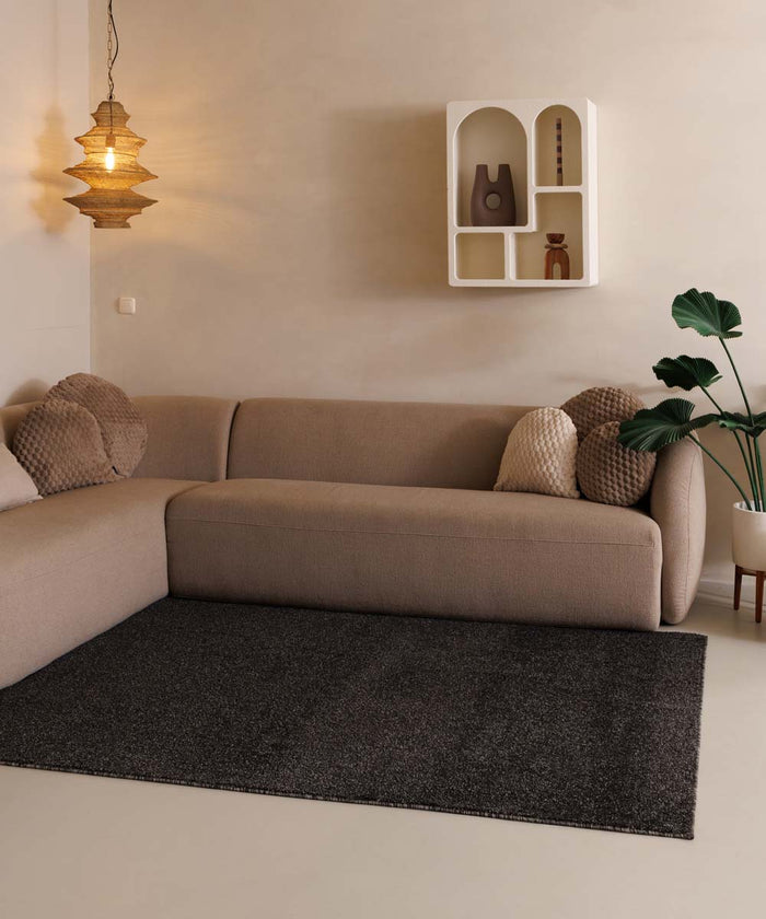 Tapeso Laagpolig vloerkleed Fine - antraciet - 160x230 cm