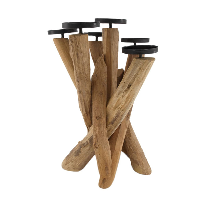 DKNC - Kandelaar Jinny - Teak hout - 30x40cm - Bruin