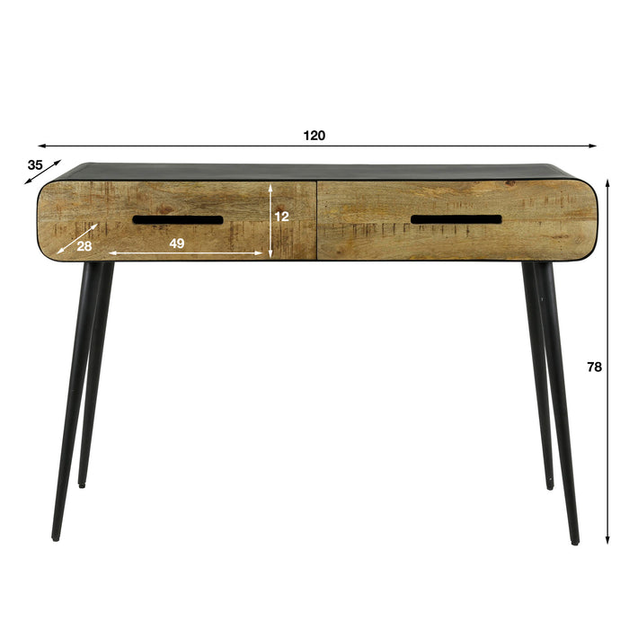 Duverger® Retro Mango - Sidetable - mango - naturel - 2 lades - metaal