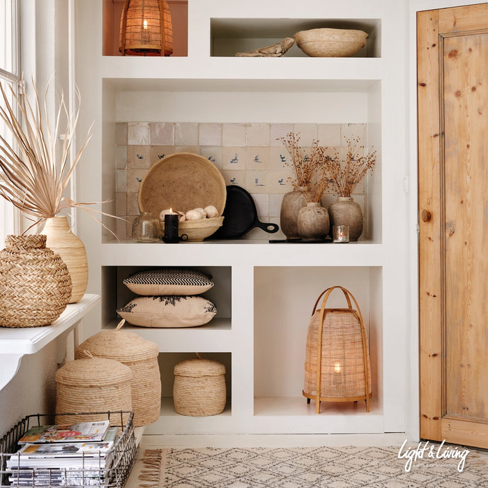 Light & Living Vaas Rayskin - rond licht grijs groot