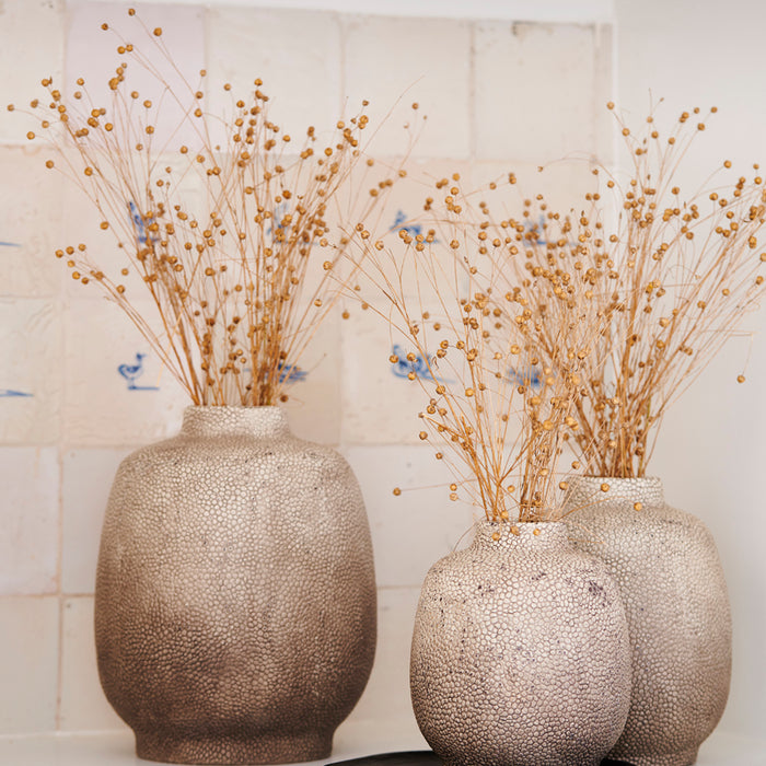 Light & Living Vaas Rayskin - rond licht grijs groot