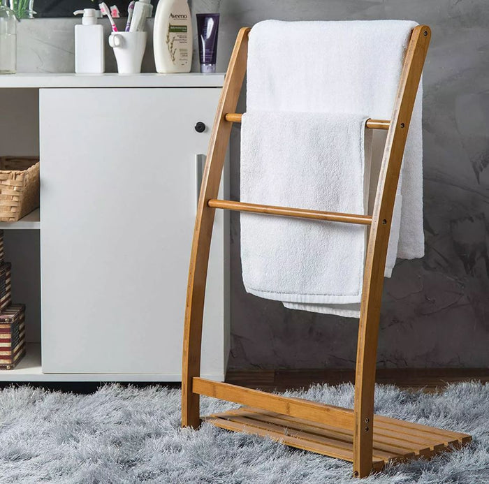 QUVIO Handdoekenrek staand bamboe