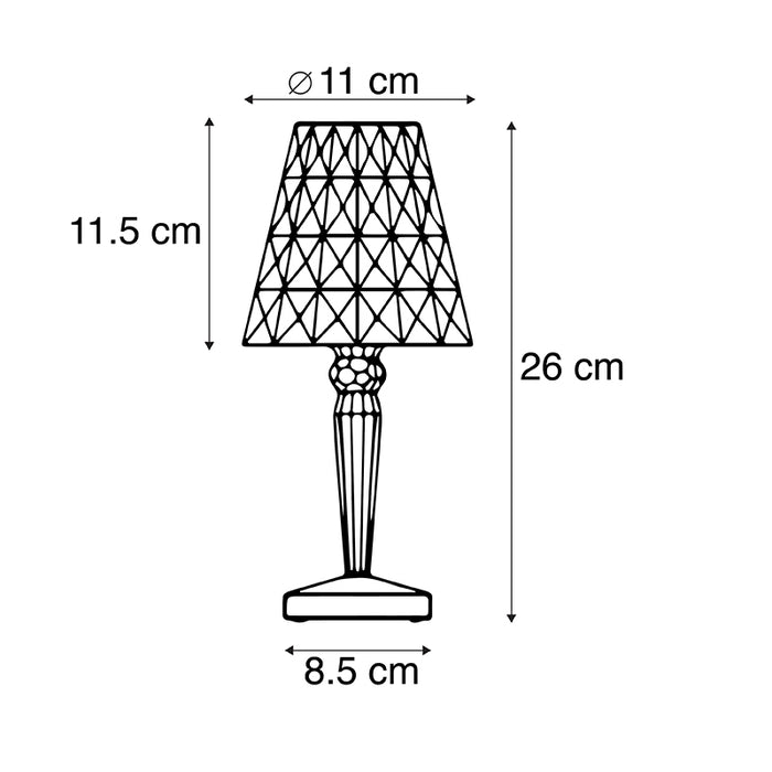 QAZQA Tafellamp transparant incl. LED IP54 oplaadbaar - Crystal