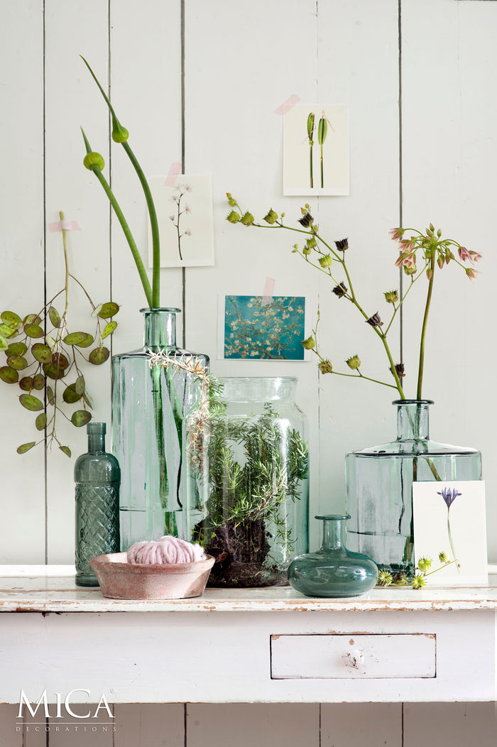 Mica Decorations Guan Glazen Fles - H26 x Ø21 cm - Transparant