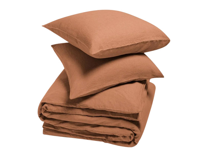 Yumeko overtrekset gewassen linnen terracotta 240x220 + 2|60x70