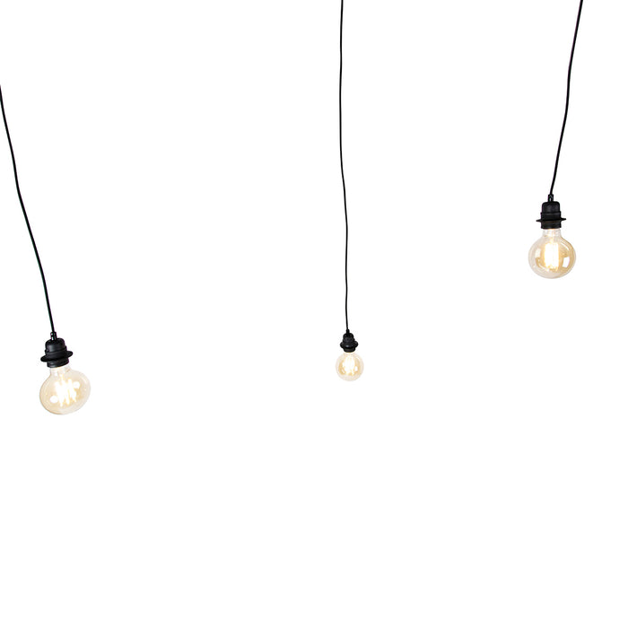 QAZQA Industriële hanglamp zwart 3-lichts - Cava