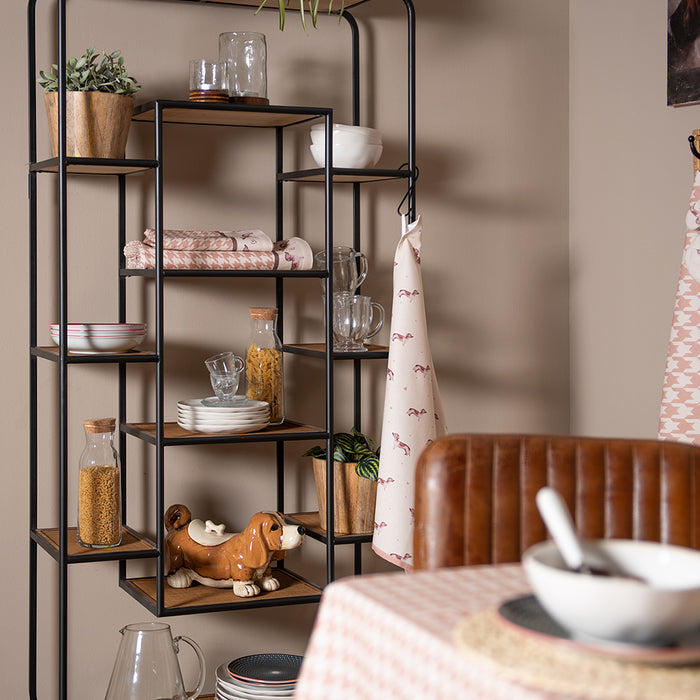 Clayre & Eef Theedoek 50x70 cm Beige Katoen Rechthoek Teckel