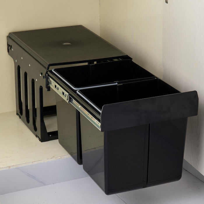 Homra Slide Inbouw Prullenbak - 2 vakken - 30L - Zwart