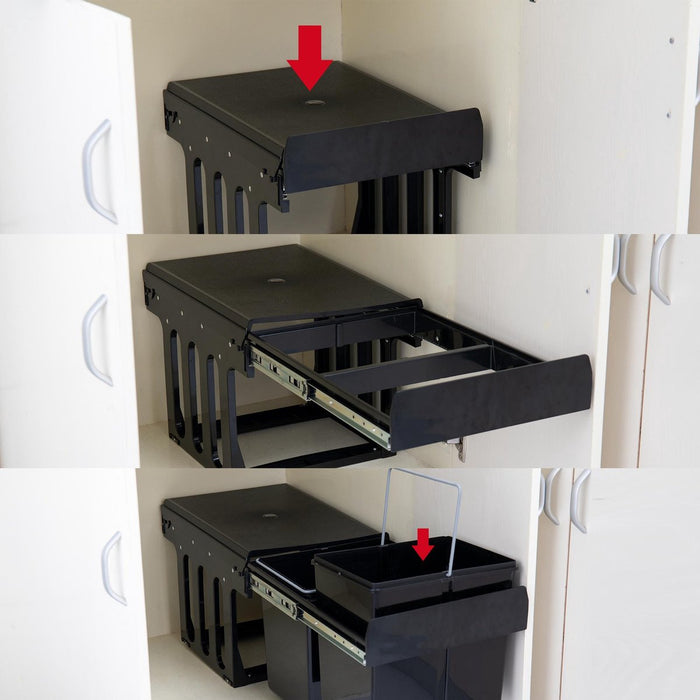 Homra Slide Inbouw Prullenbak - 2 vakken - 30L - Zwart