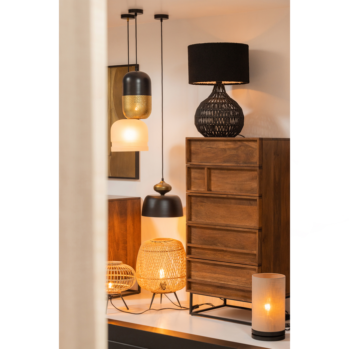 WOOOD Linne Hanglamp - Metaal - Zwart - 34x31x31