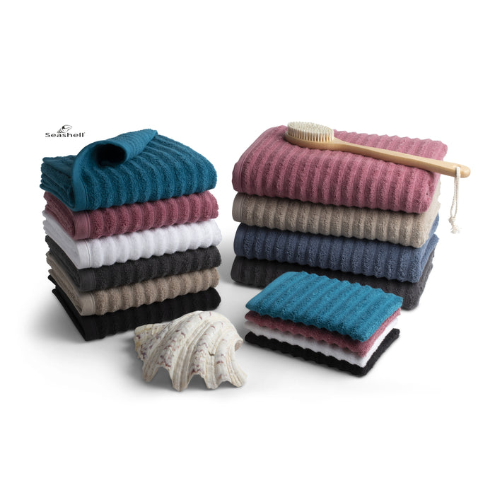 Seashell Wave Gastendoekjes - 6 stuks - 30x50cm - jeans blauw