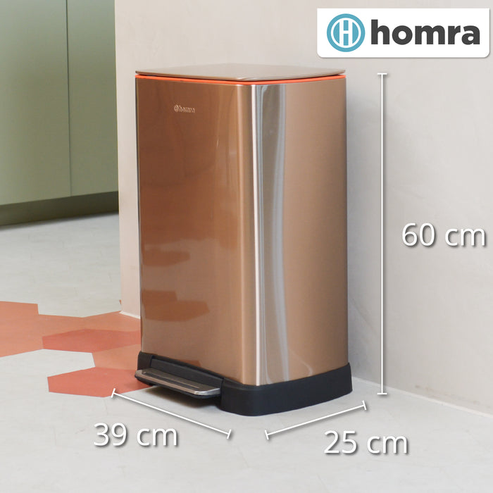 Homra Koniq Prullenbak met pedaal - 30 liter - Koper