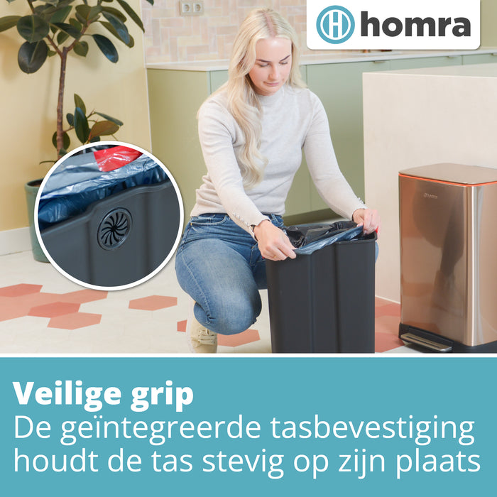 Homra Koniq Prullenbak met pedaal - 30 liter - Koper