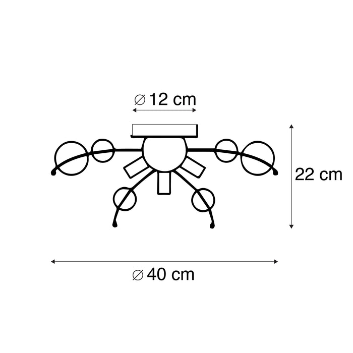 QAZQA Design plafondlamp messing met smoke glas 40 cm 4-lichts -