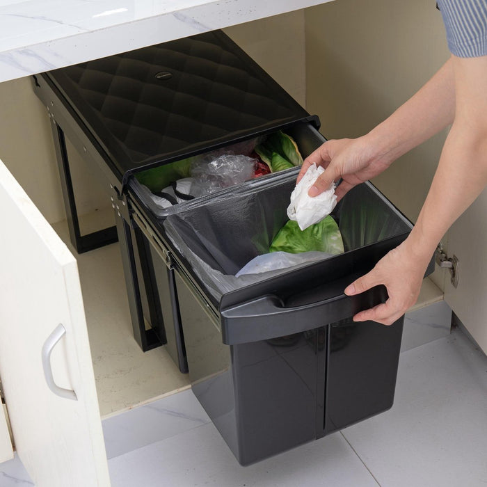 Homra Slide Inbouw Prullenbak - 2 vakken - 40L - Zwart