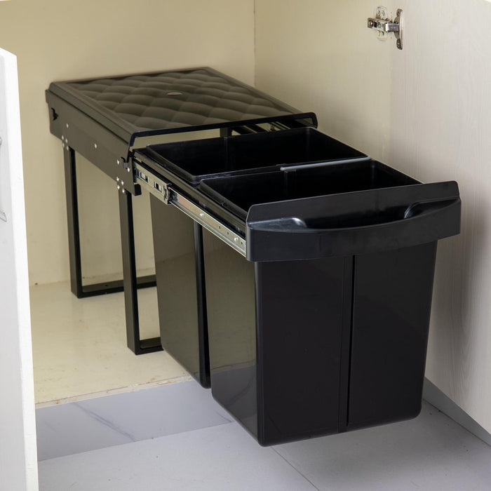 Homra Slide Inbouw Prullenbak - 2 vakken - 40L - Zwart