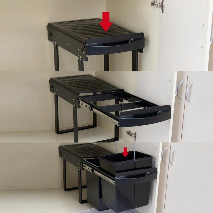 Homra Slide Inbouw Prullenbak - 2 vakken - 40L - Zwart