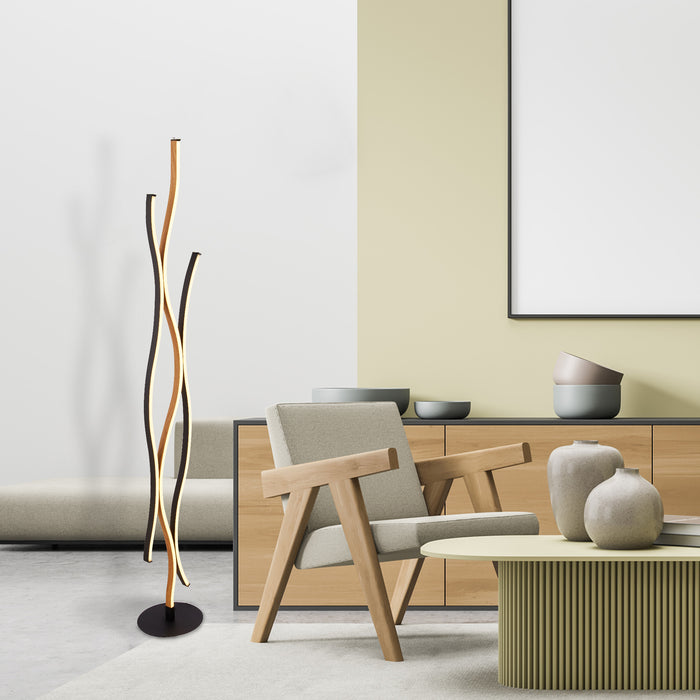 Searchlight Bari Vloerlamp - Swirl Wood