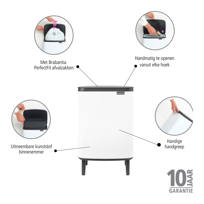 Brabantia Bo Hi Afvalemmer 12 L - White