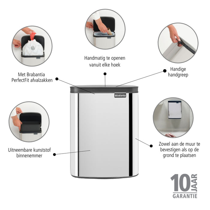 Brabantia Bo Afvalemmer 7 L - Brilliant Steel