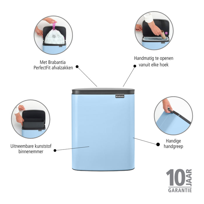 Brabantia Bo Afvalemmer 12 L - Dreamy Blue