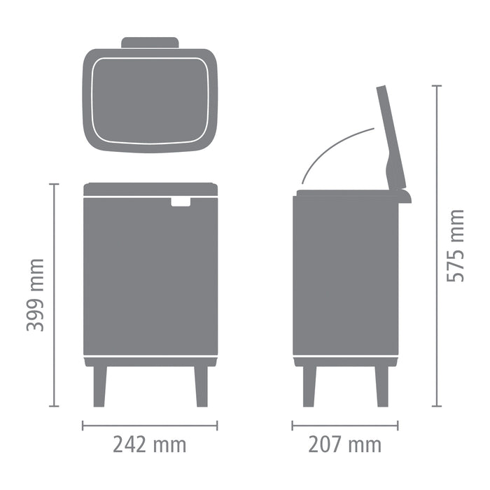 Brabantia Bo Hi Afvalemmer 7 L - Platinum