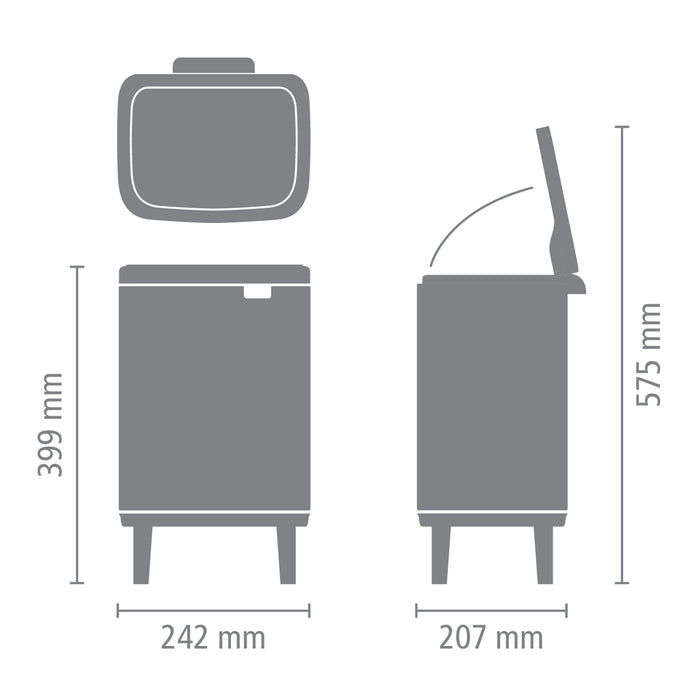 Brabantia Bo Hi Afvalemmer 7 L - Matt Steel FPP