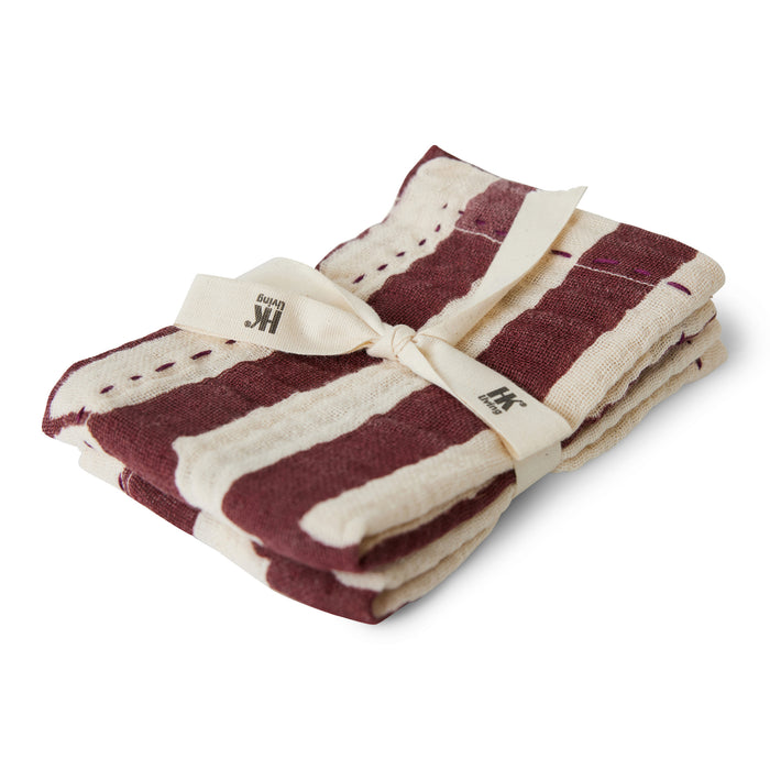 HKliving Striped Burgundy Servetten - Set van 2