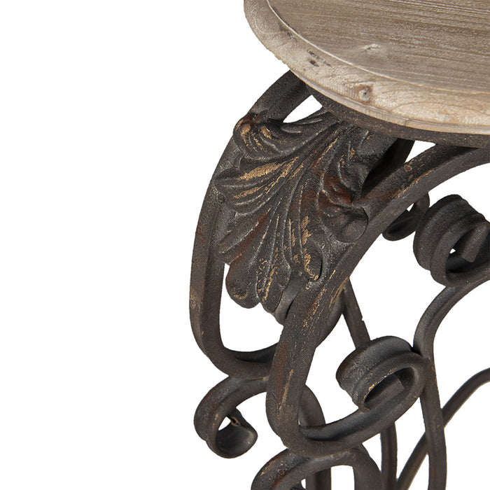 Clayre & Eef Sidetable 88x43x79 cm Bruin Ijzer Hout Rechthoek