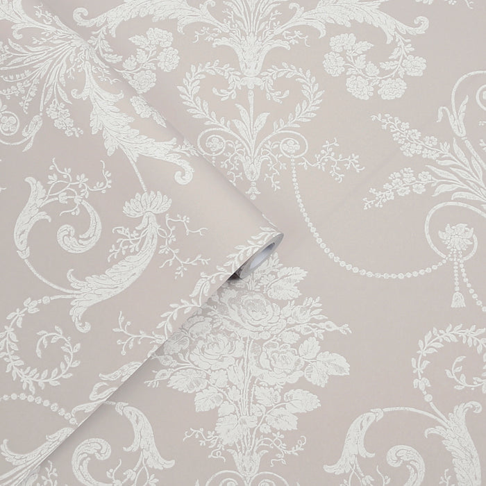 Laura Ashley - Vliesbehang - Josette White & Dove Grey - 10mx52cm