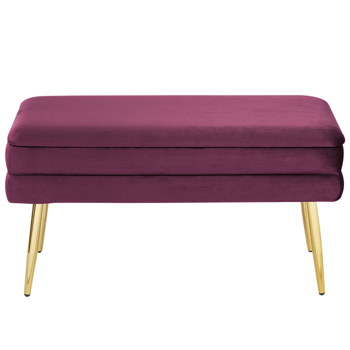 Beliani - DURHAM - Bankje - Bordeaux - Fluweel