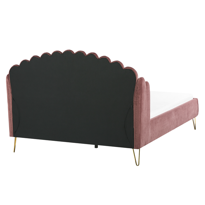 Beliani - AMBILLOU - Tweepersoonsbed - Roze - 160 x 200 cm - Fluweel