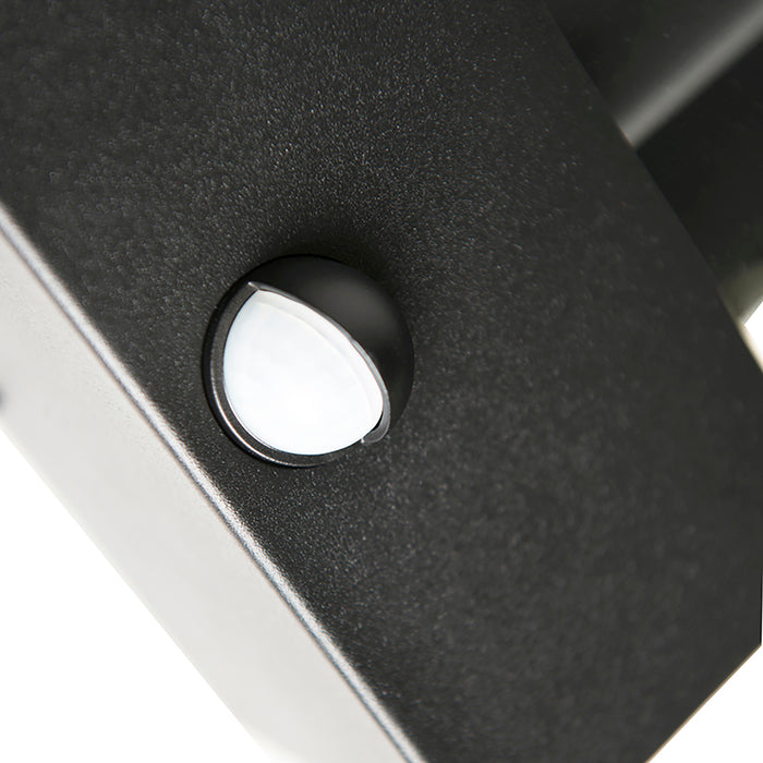 QAZQA Set van 2 buiten wandlampen zwart met bewegingsmelder -