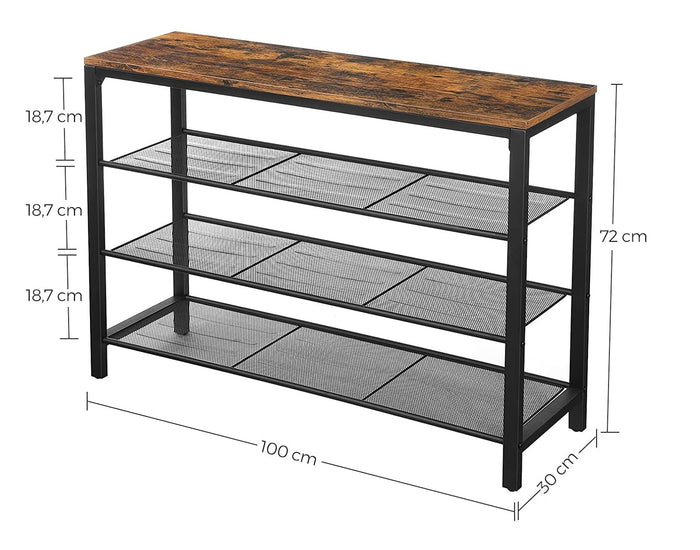Parya Home - Schoenenrek - 3 Gaasplanken - Industrieël - Vintage
