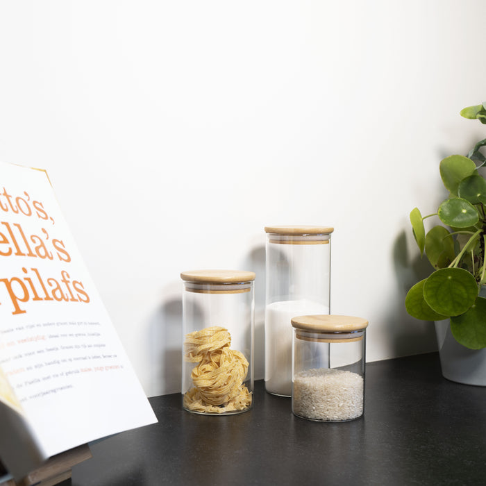 Krumble Voorraadpotten glas - 1000 ml per pot - Set van 3