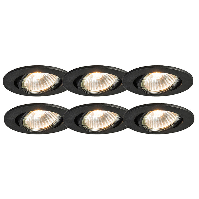 QAZQA Set van 6 inbouwspots zwart kantelbaar - Cisco