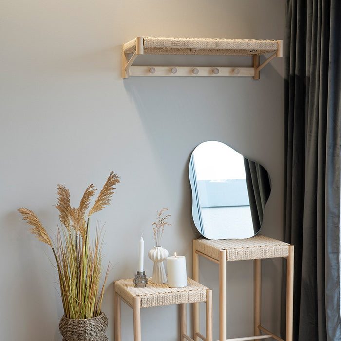 Artichok Loek houten kapstok met geweven plank - 78 x 31 cm