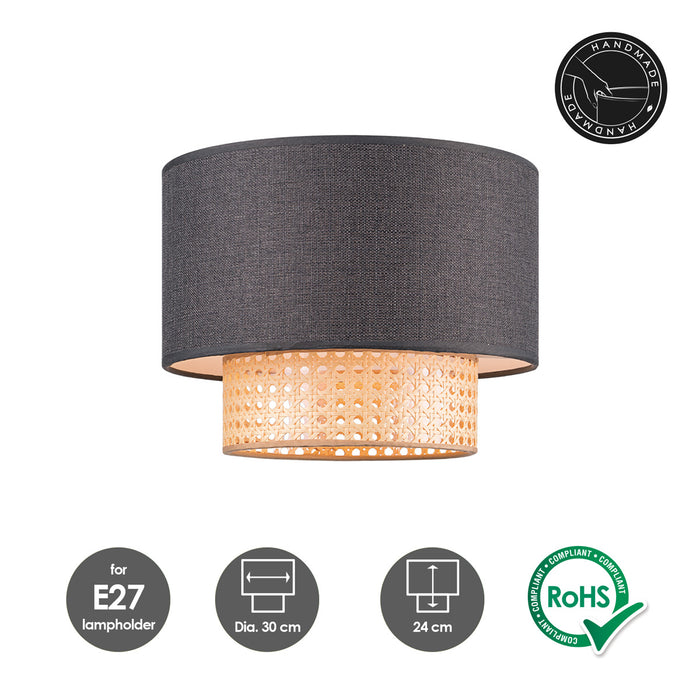 Home Sweet Home Lampenkap Cane Weave naturel - B:30xD:30xH:40cm