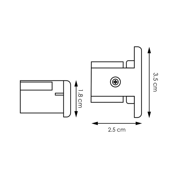 Railverlichting onderdeel eind kap 2.5|2.5|3.5cm | Zwart | Accessoires