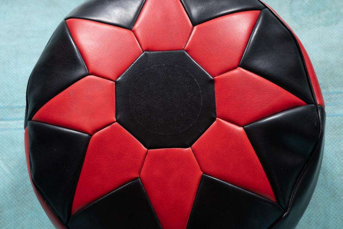 Reliving Vintage Jaren 60 Patchwork Ronde Poef, Retro Voetenbank