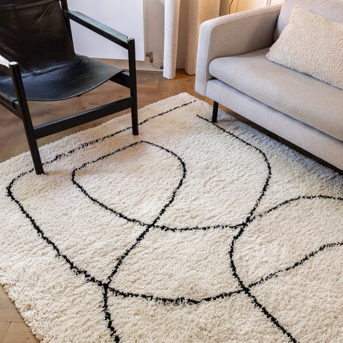 Interieur05 Hoogpolig Vloerkeed Lines wit - 160 x 230 cm