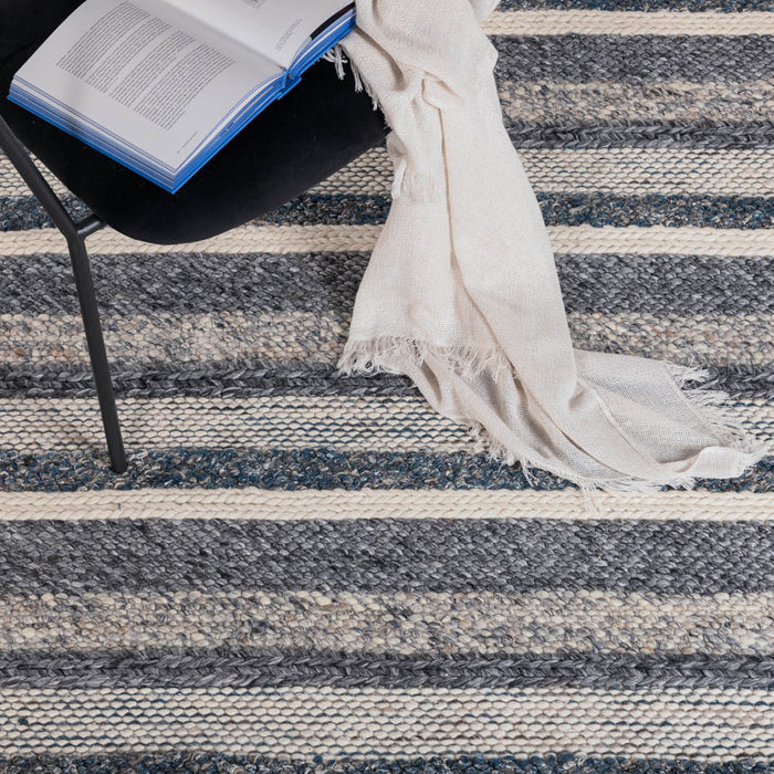 Hioshop Agra vloerkleed 240x170 cm wol blauw, grijs.