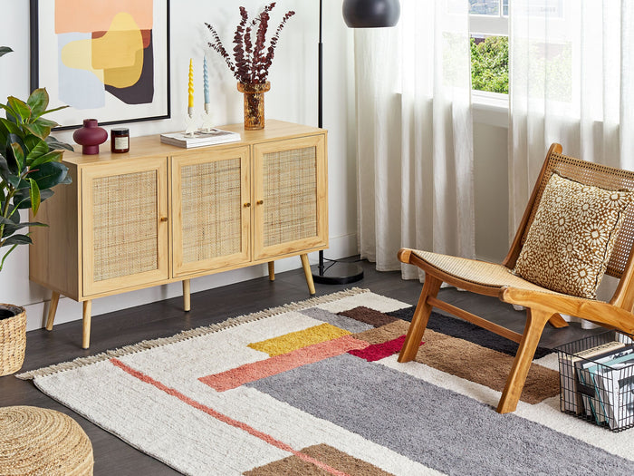 Beliani - NIKSAR - Vloerkleed - Multicolor - 140 x 200 cm - Katoen