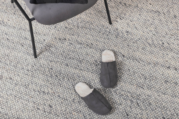 Hioshop Ganga vloerkleed 300x200 cm wol grijs.