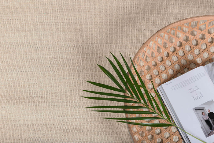 Hioshop Jaipur vloerkleed 300x200 cm wol beige.