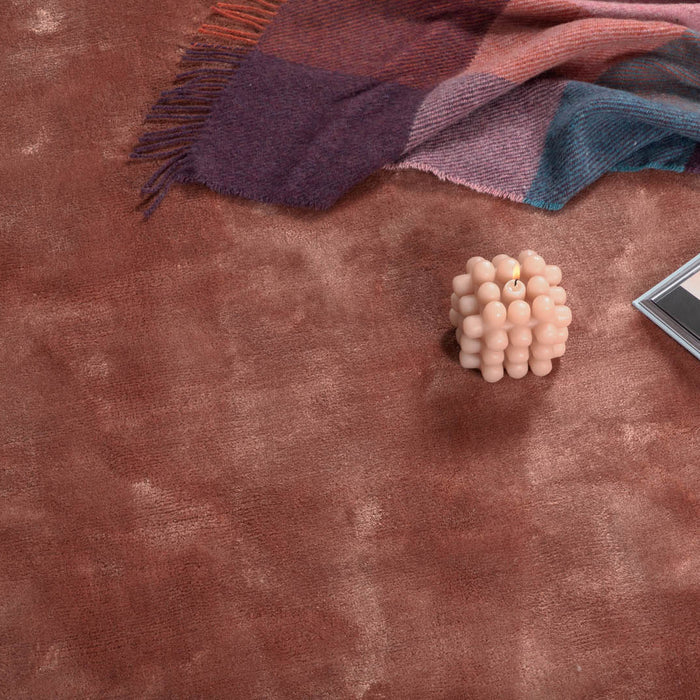 Hioshop Indra vloerkleed Ø200 cm viscose roze.